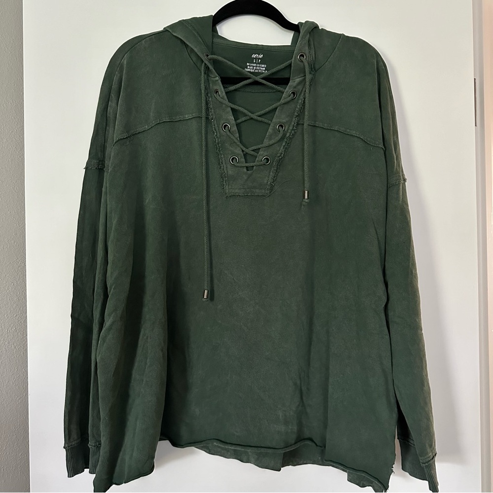 Aerie Sunday Soft Lace Up Hoodie
